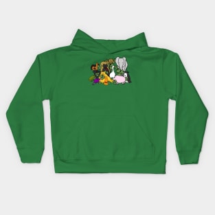 Cute Animals and Shamrock Fun for St Patricks Day Kids Hoodie